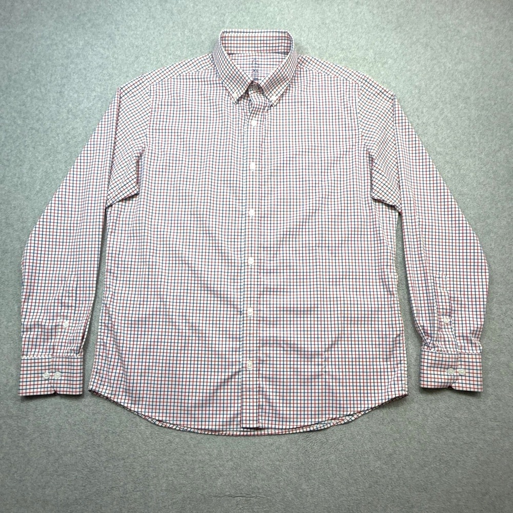 Rhoback Performance Shirt Mens XL White Red Blue Check Long Sleeve Commuter